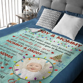 Couverture bébé personnalisée avec photo personnalisée - Chère famille maman et papa